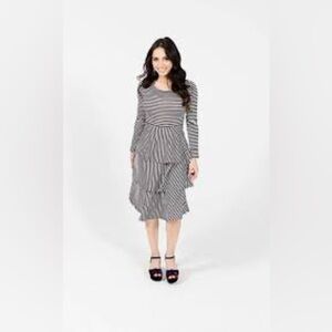 Lularoe Georgia dress black & white striped‎ 3 layer ruffle dress size 2XL